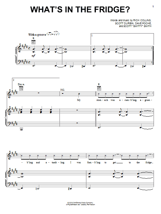 Imagination Movers What's In The Fridge? sheet music notes and chords arranged for Piano, Vocal & Guitar Chords (Right-Hand Melody)