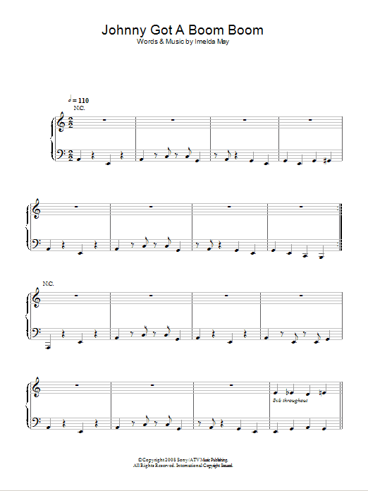 Imelda May Johnny Got A Boom Boom sheet music notes and chords arranged for Piano, Vocal & Guitar Chords