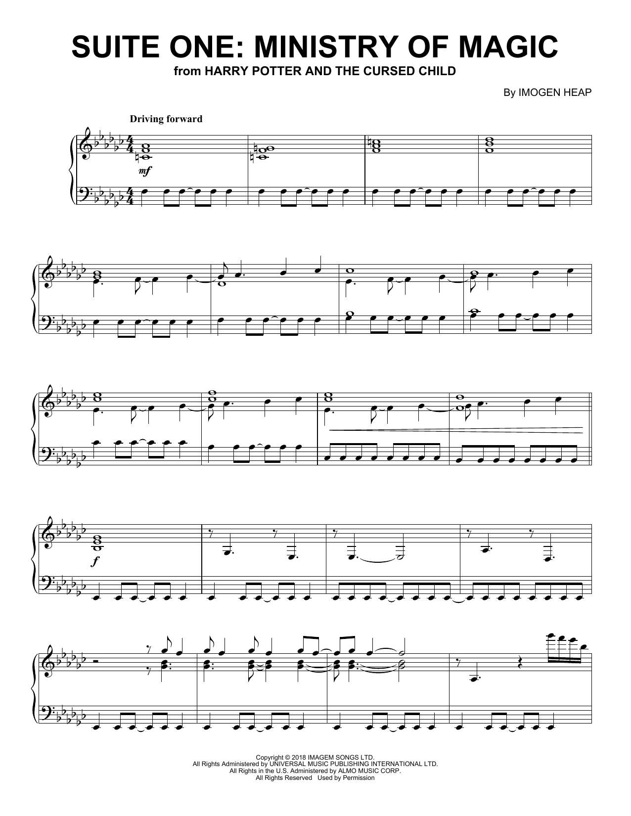 Imogen Heap Suite One: Ministry of Magic (from Harry Potter And The Cursed Child) sheet music notes and chords arranged for Piano Solo