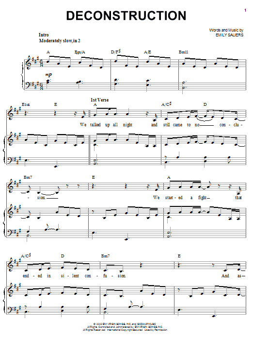 Indigo Girls Deconstruction sheet music notes and chords arranged for Piano, Vocal & Guitar Chords (Right-Hand Melody)