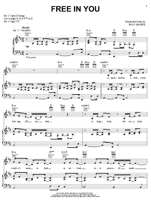 Indigo Girls Free In You sheet music notes and chords arranged for Piano, Vocal & Guitar Chords (Right-Hand Melody)