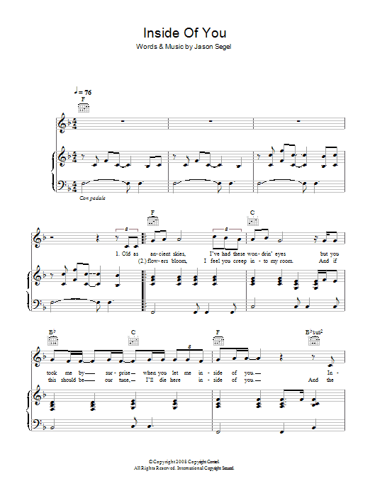 Infant Sorrow Inside Of You (from 'Forgetting Sarah Marshall') sheet music notes and chords arranged for Piano, Vocal & Guitar Chords