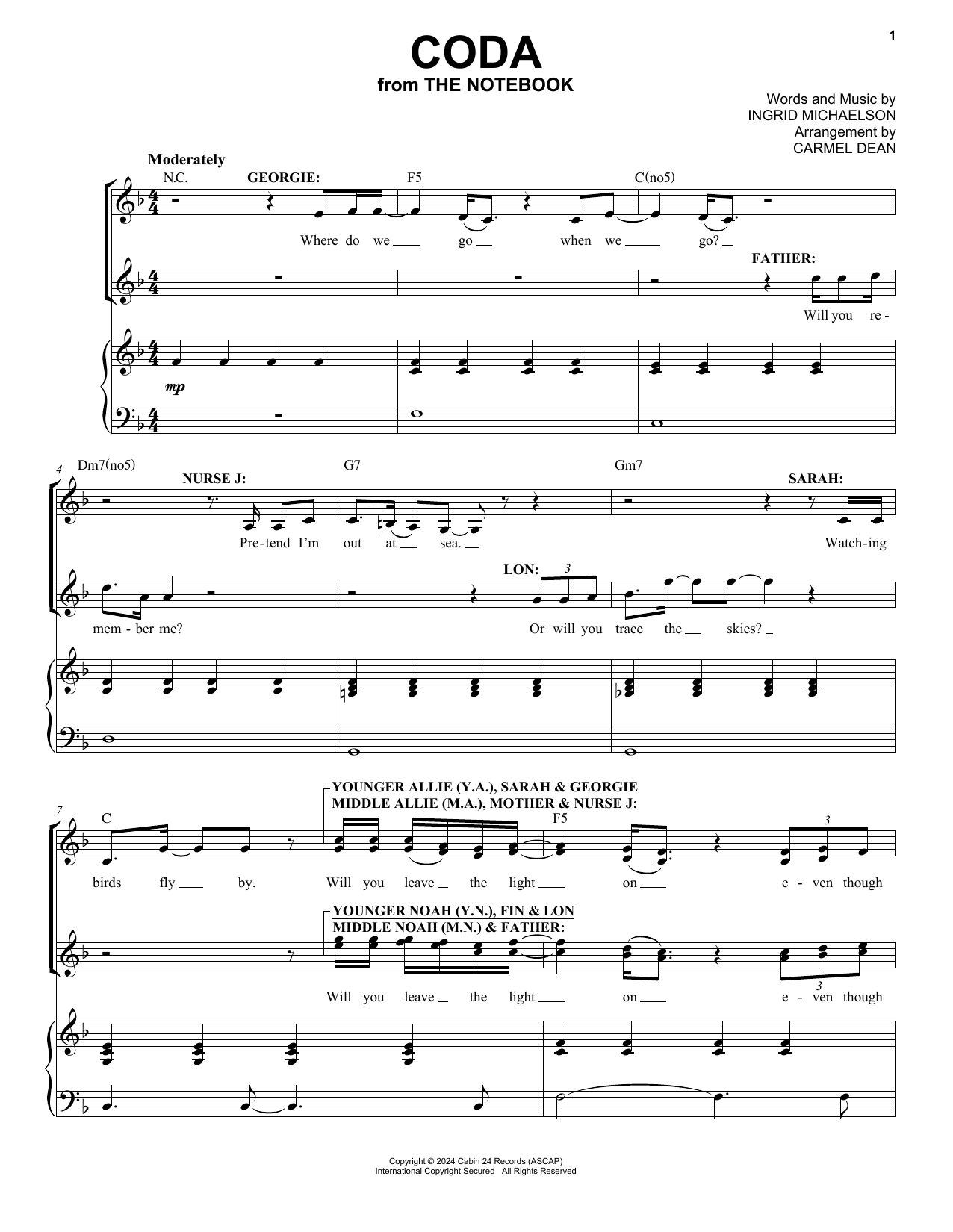 Ingrid Michaelson Coda (from The Notebook) sheet music notes and chords arranged for Piano & Vocal