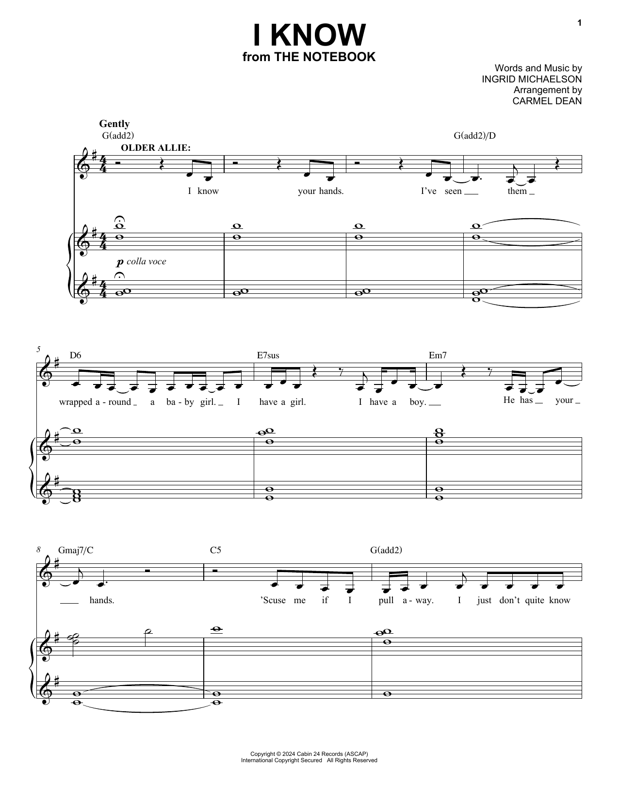 Ingrid Michaelson I Know (from The Notebook) sheet music notes and chords arranged for Piano & Vocal