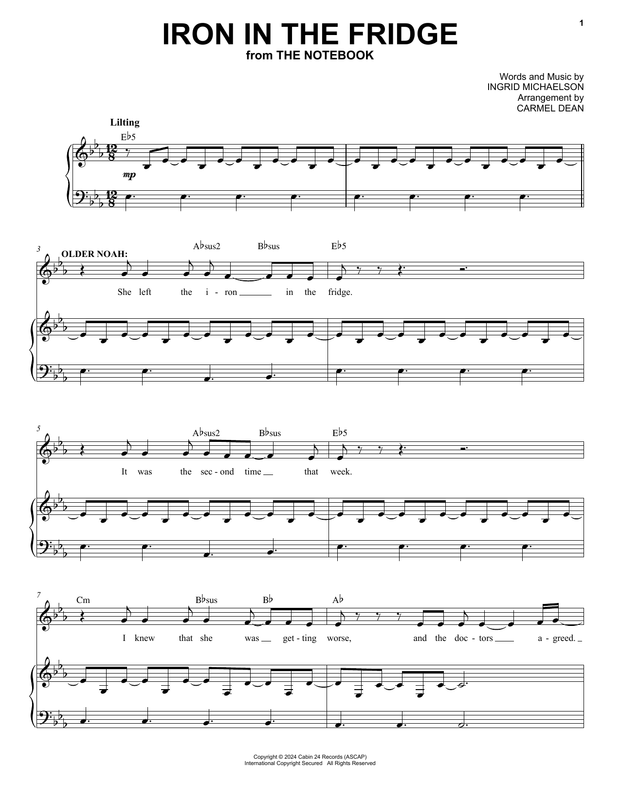 Ingrid Michaelson Iron in the Fridge (from The Notebook) sheet music notes and chords arranged for Piano & Vocal