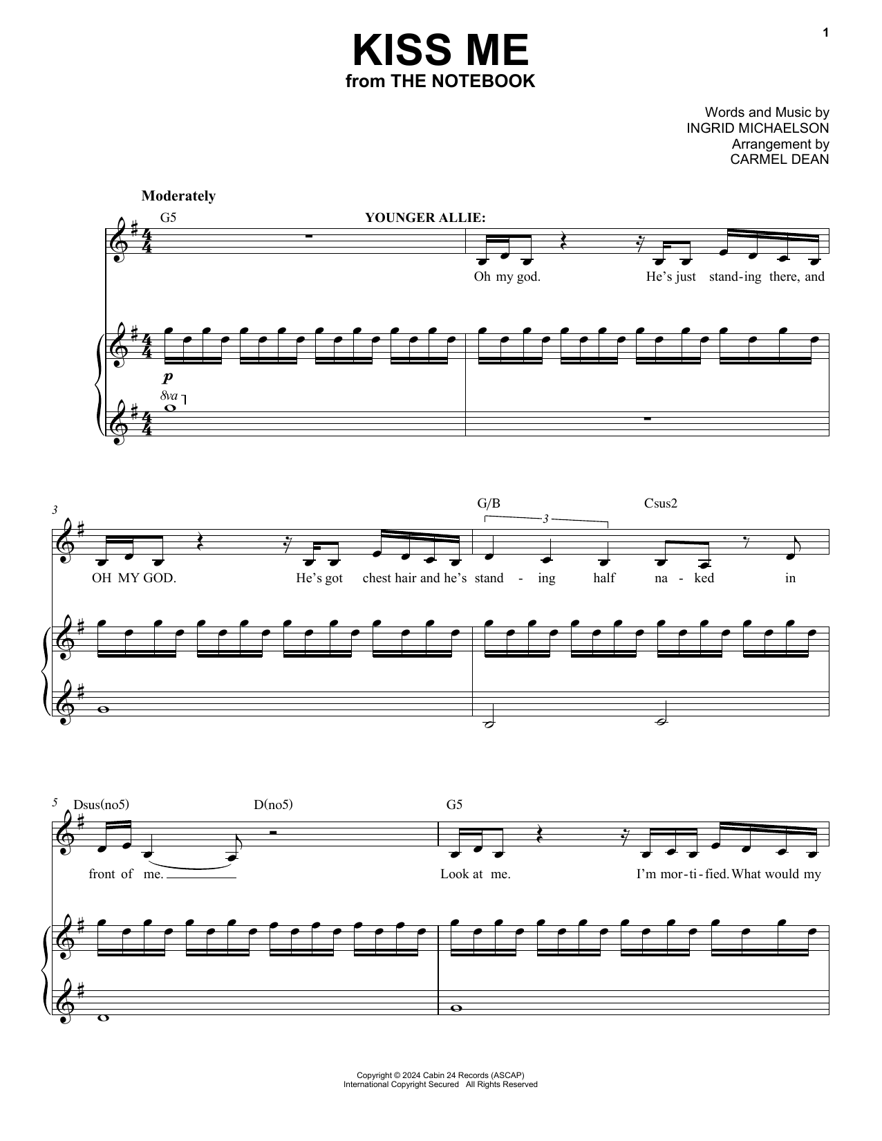 Ingrid Michaelson Kiss Me (from The Notebook) sheet music notes and chords arranged for Piano & Vocal