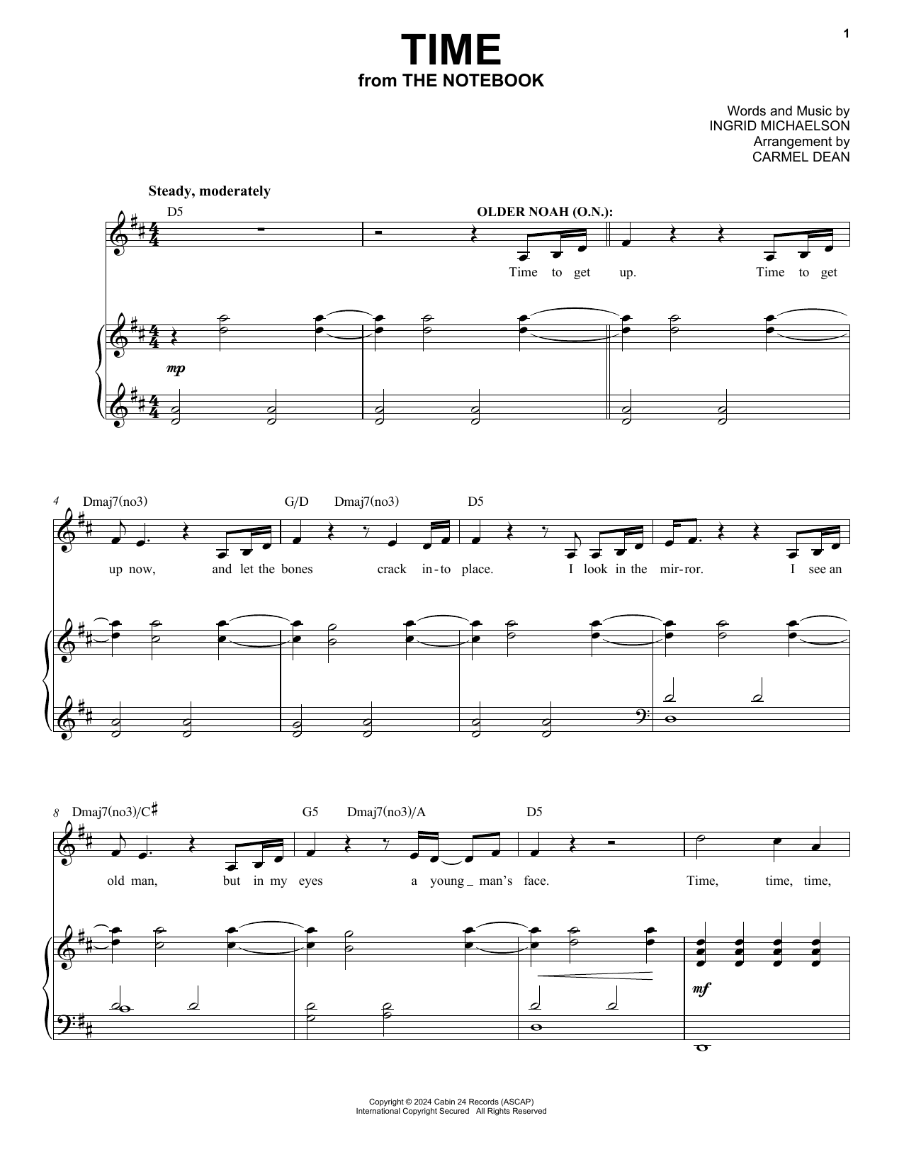 Ingrid Michaelson Time (from The Notebook) sheet music notes and chords arranged for Piano & Vocal