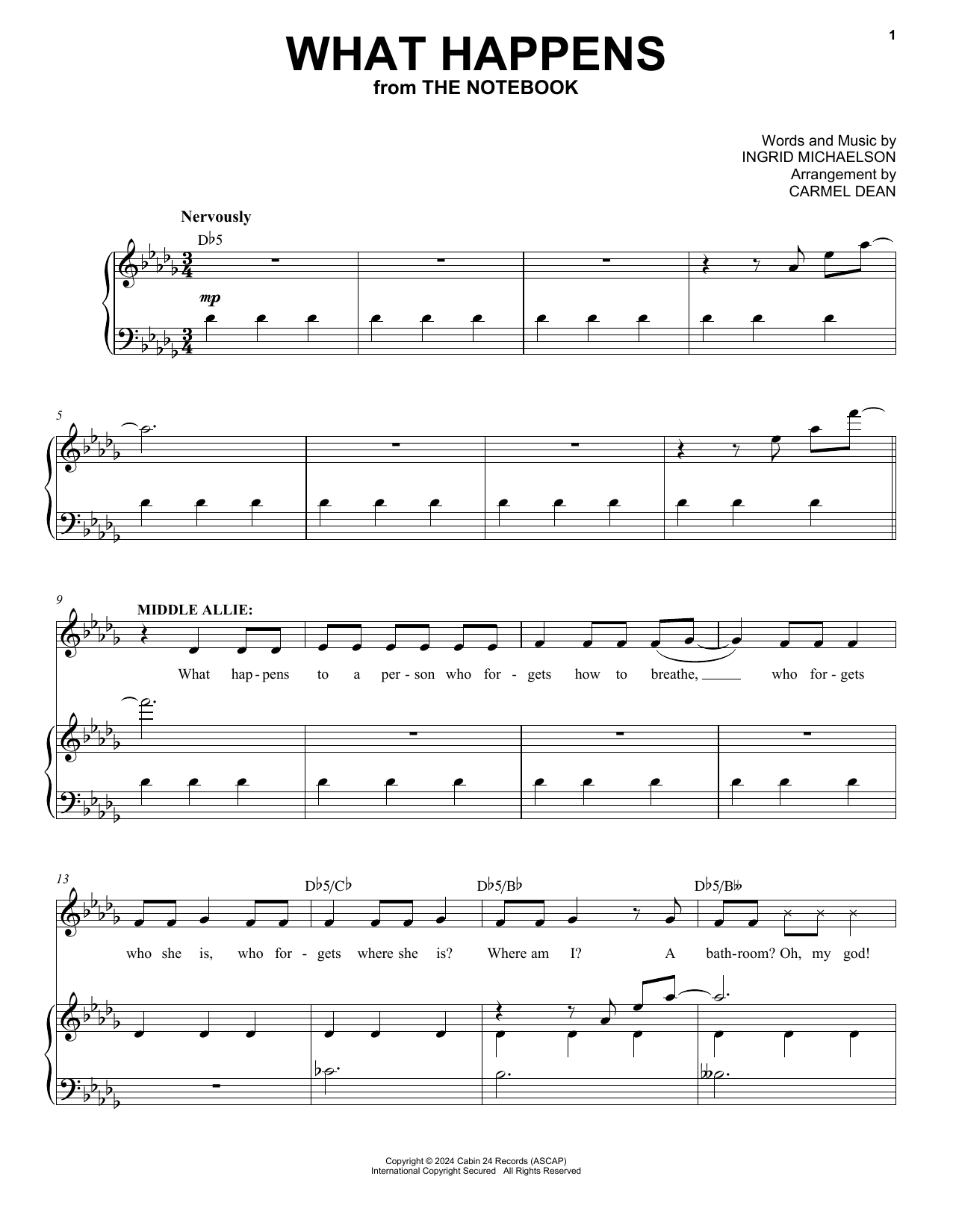 Ingrid Michaelson What Happens (from The Notebook) sheet music notes and chords arranged for Piano & Vocal