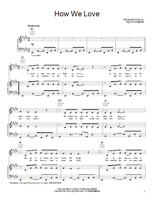 Ingrid Michaelson How We Love sheet music notes and chords arranged for Piano, Vocal & Guitar Chords (Right-Hand Melody)