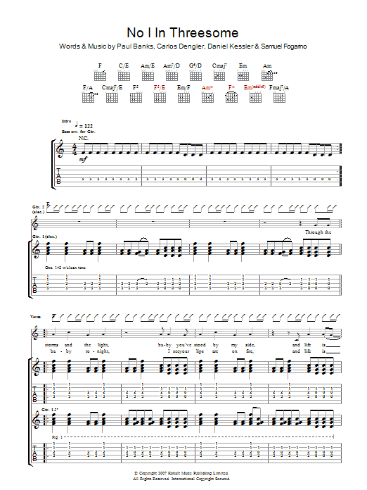 Interpol No I In Threesome sheet music notes and chords arranged for Guitar Tab