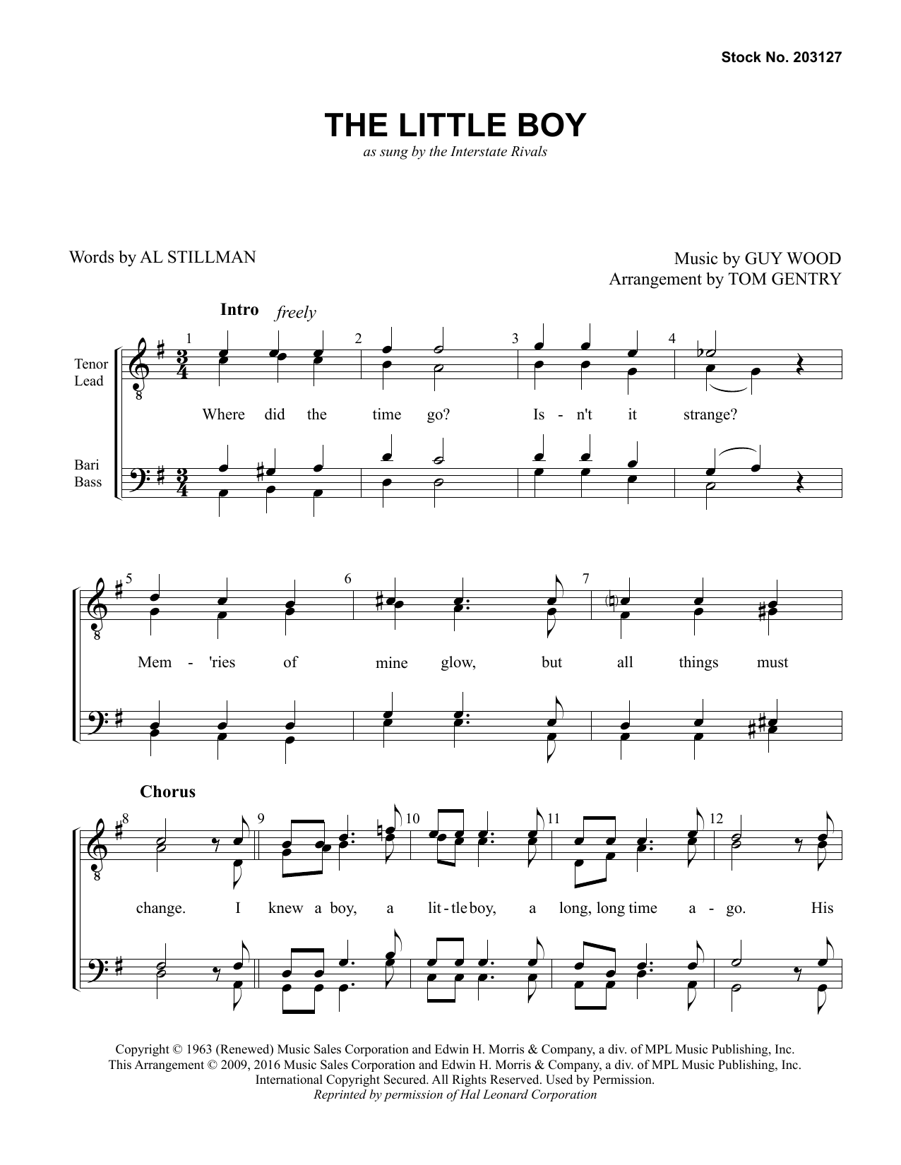 Interstate Rivals The Little Boy (arr. Tom Gentry) sheet music notes and chords arranged for TTBB Choir