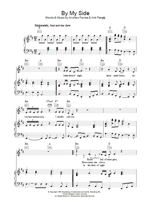 INXS By My Side sheet music notes and chords arranged for Piano, Vocal & Guitar Chords