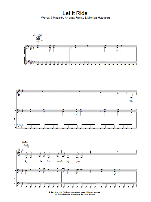 INXS Let It Ride sheet music notes and chords arranged for Piano, Vocal & Guitar Chords