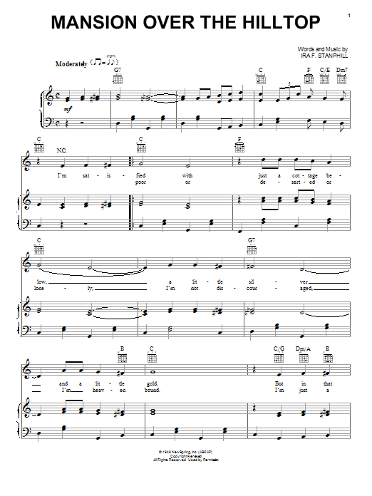 Ira F. Stanphill Mansion Over The Hilltop sheet music notes and chords arranged for Easy Guitar