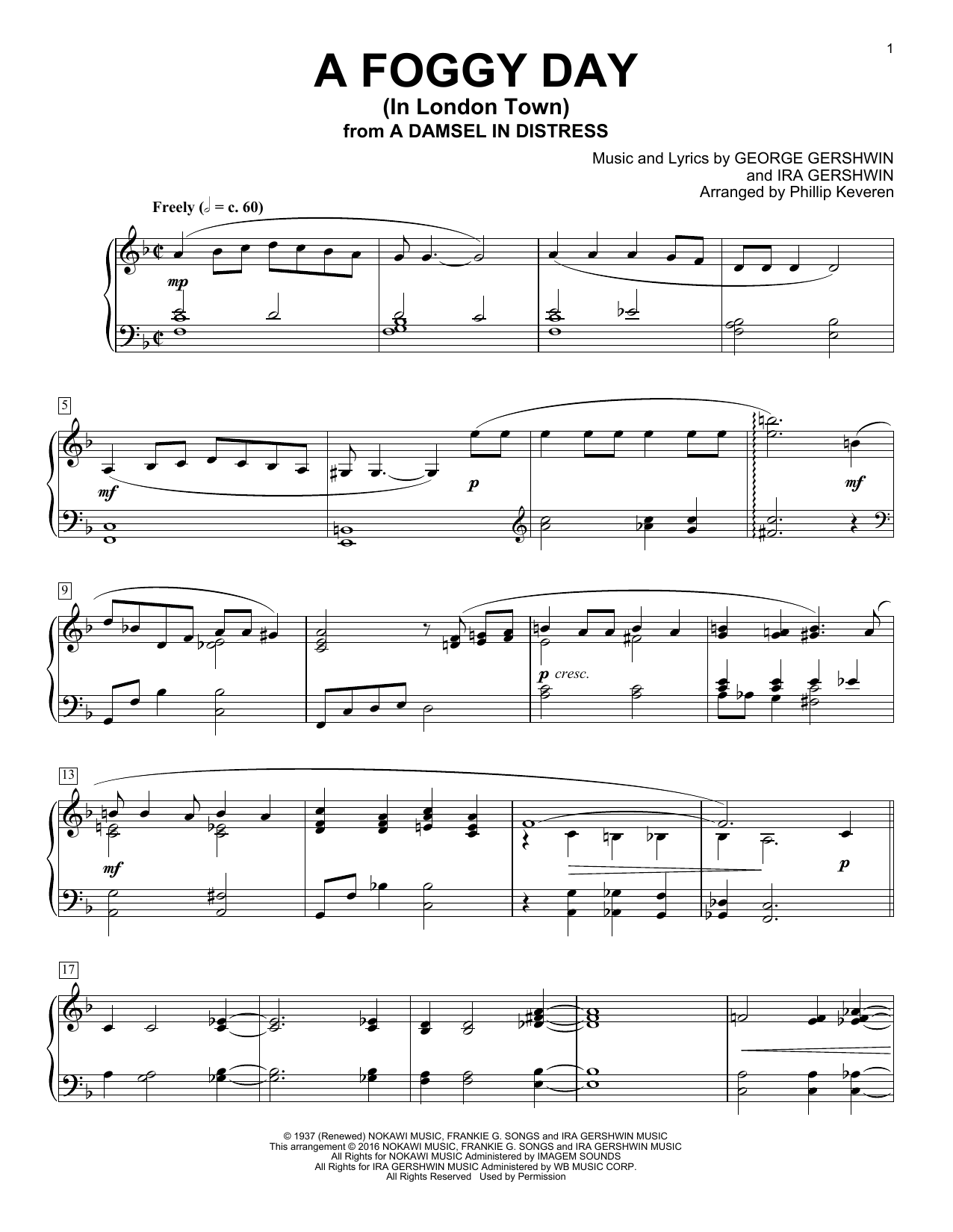 Ira Gershwin A Foggy Day (In London Town) (arr. Phillip Keveren) sheet music notes and chords arranged for Piano Solo