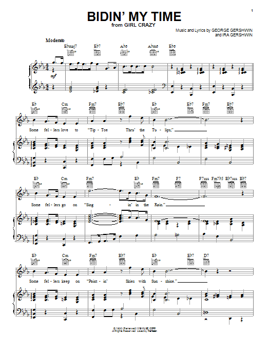 Ira Gershwin Bidin' My Time sheet music notes and chords arranged for Piano, Vocal & Guitar Chords (Right-Hand Melody)