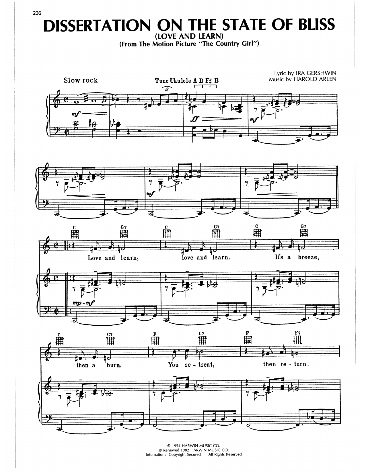 Ira Gershwin Dissertation On The State Of Bliss (Love And Learn) sheet music notes and chords arranged for Piano, Vocal & Guitar Chords (Right-Hand Melody)