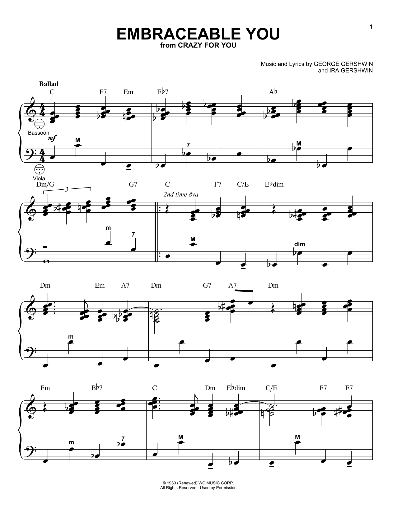 Ira Gershwin Embraceable You (arr. Gary Meisner) sheet music notes and chords arranged for Accordion