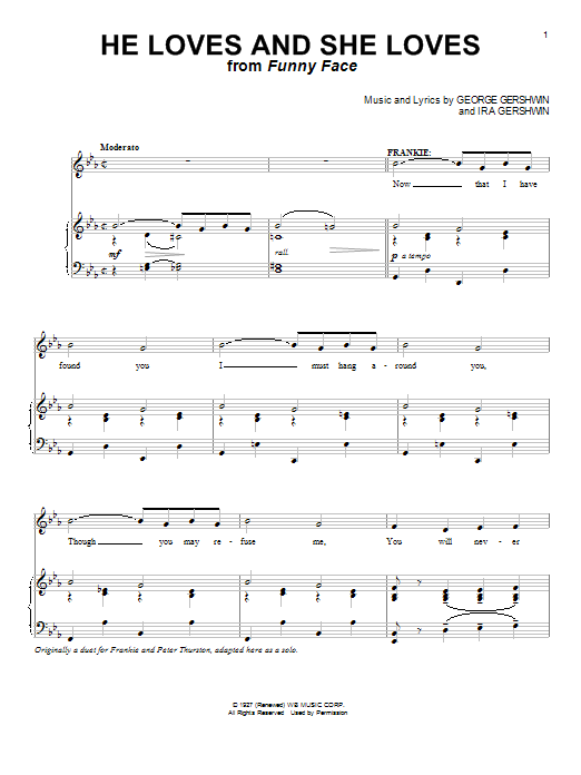 Ira Gershwin He Loves And She Loves sheet music notes and chords arranged for Piano & Vocal