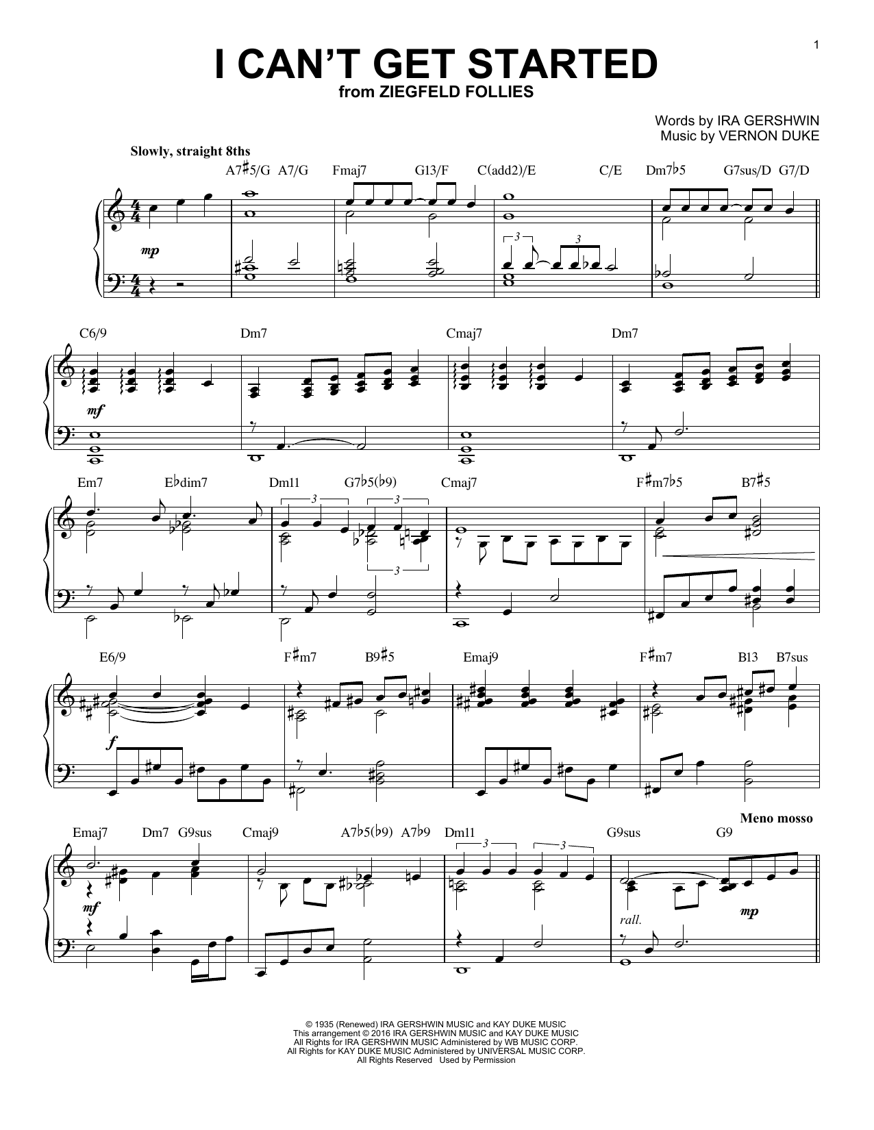 Ira Gershwin I Can't Get Started (arr. Brent Edstrom) sheet music notes and chords arranged for Piano Solo