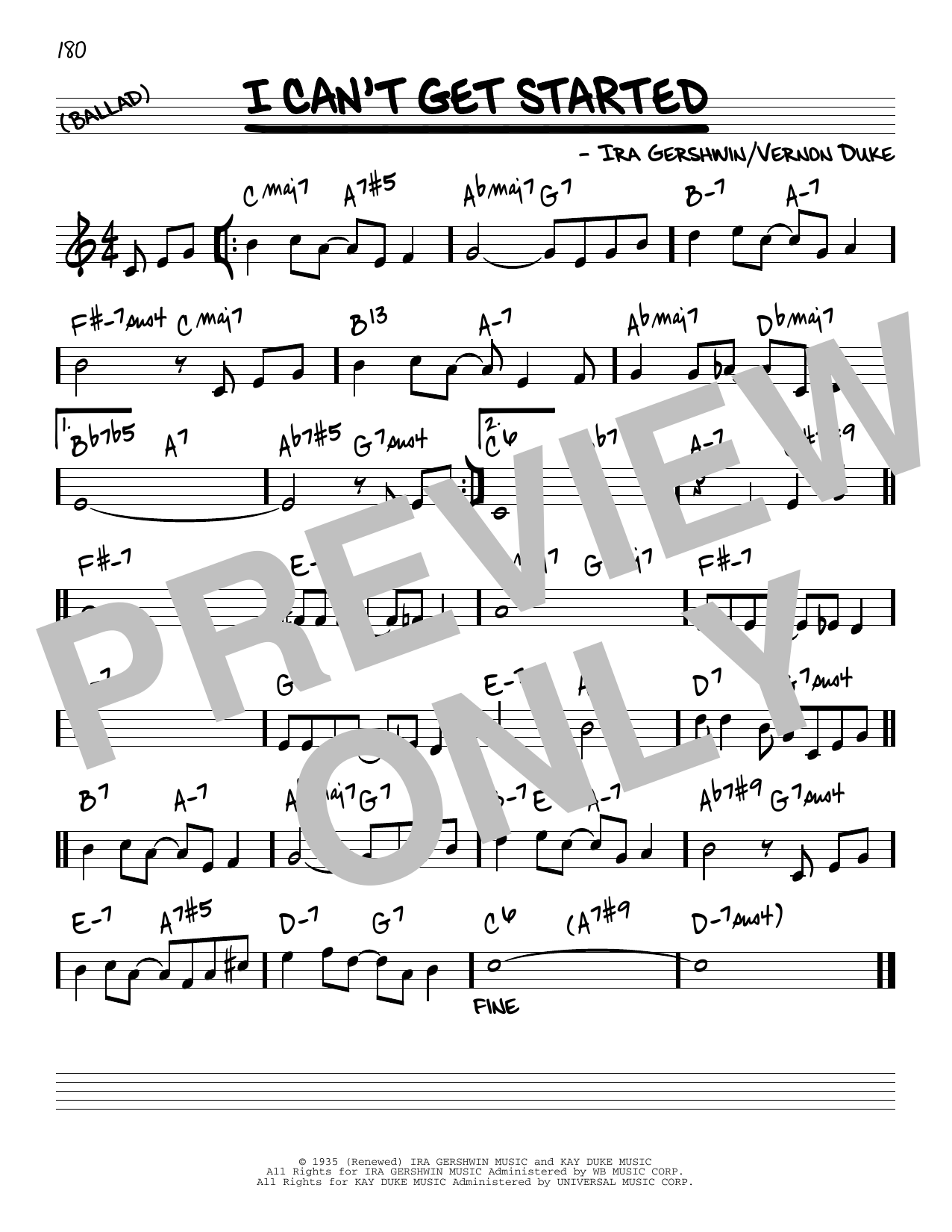 Ira Gershwin I Can't Get Started [Reharmonized version] (from Ziegfeld Follies) (arr. Jack Grassel) sheet music notes and chords arranged for Real Book – Melody & Chords