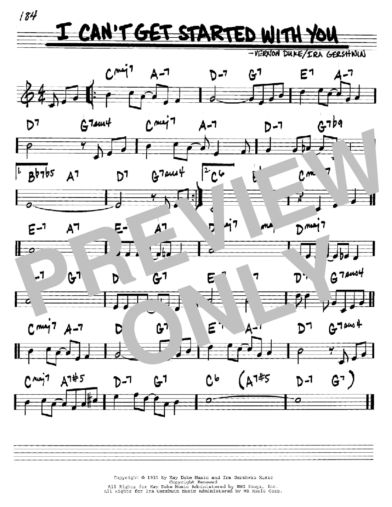 Ira Gershwin I Can't Get Started With You sheet music notes and chords arranged for Real Book – Melody & Chords – C Instruments