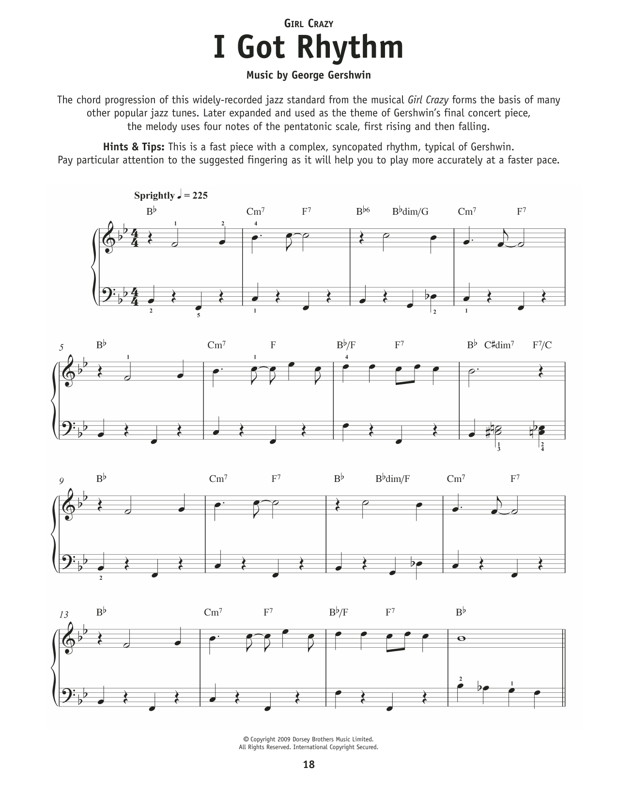 Ira Gershwin I Got Rhythm (from An American In Paris) sheet music notes and chords arranged for Really Easy Piano