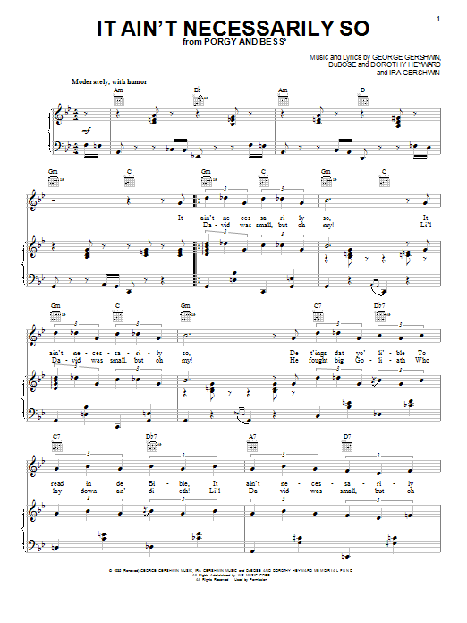 Ira Gershwin It Ain't Necessarily So sheet music notes and chords arranged for Clarinet Solo