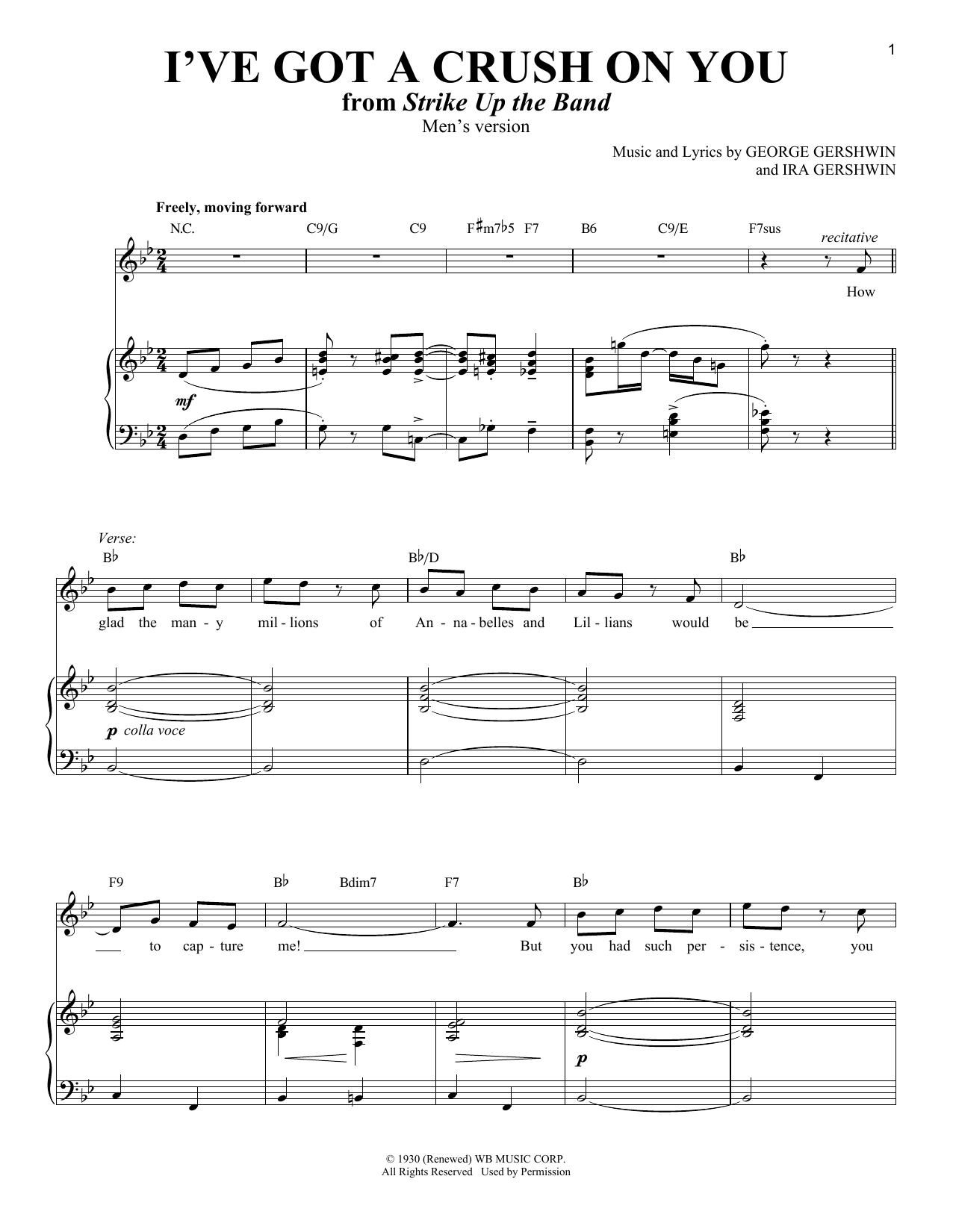 Ira Gershwin I've Got A Crush On You sheet music notes and chords arranged for Piano & Vocal
