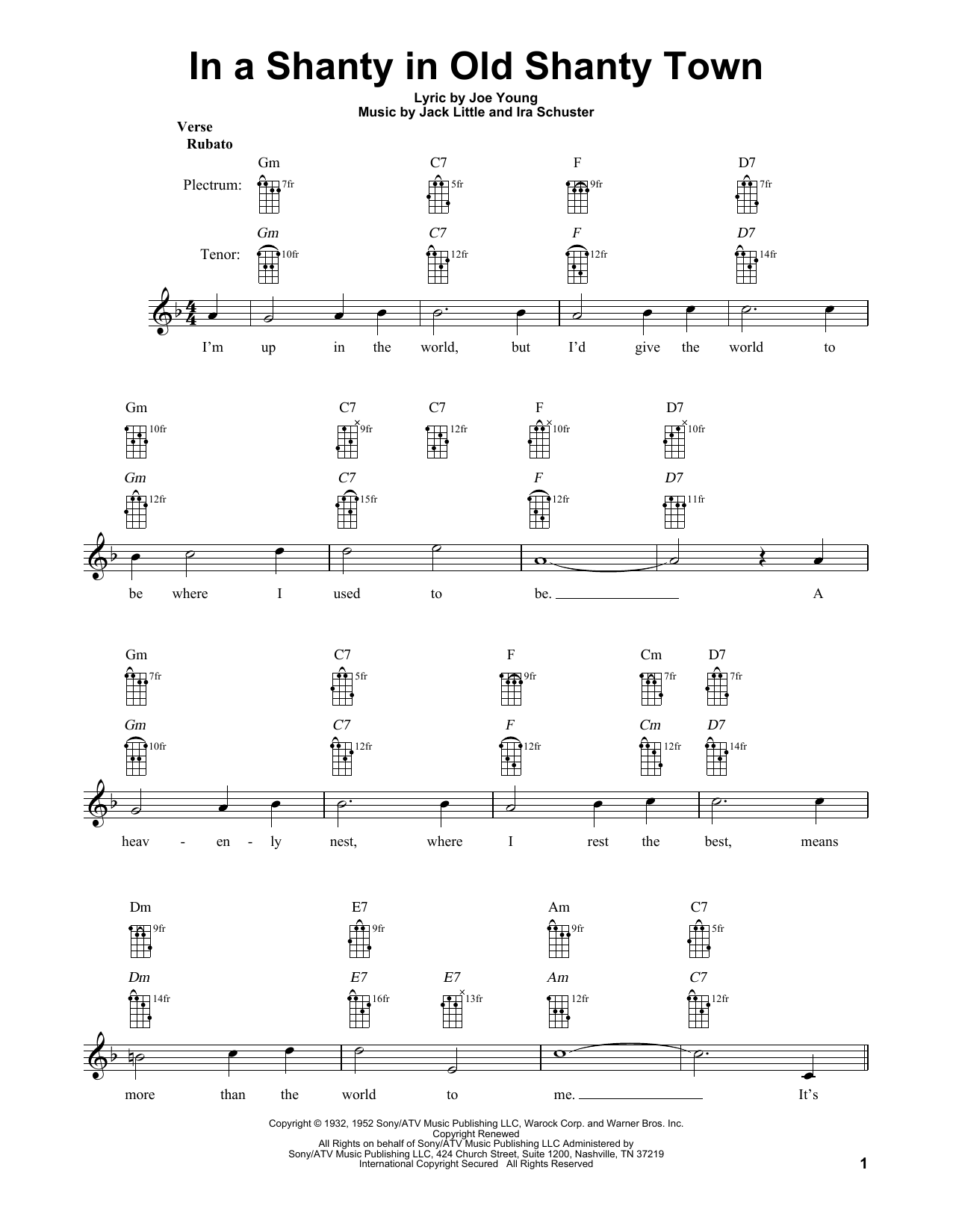 Ira Schuster In A Shanty In Old Shanty Town sheet music notes and chords arranged for Banjo Tab