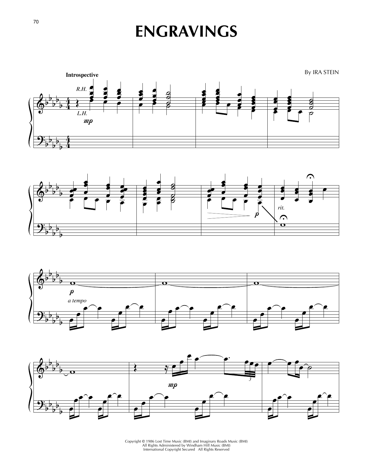 Ira Stein and Russel Walder Engravings sheet music notes and chords arranged for Piano Solo