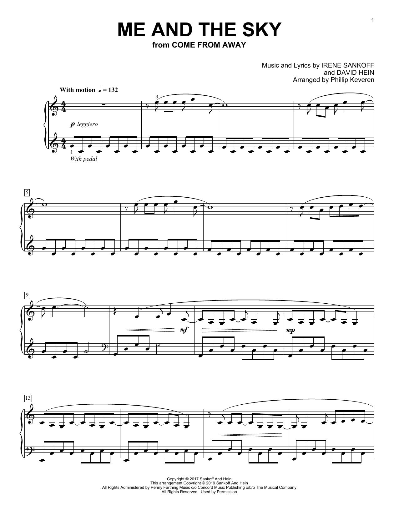 Irene Sankoff & David Hein Me And The Sky [Classical version] (from Come From Away) (arr. Phillip Keveren) sheet music notes and chords arranged for Piano Solo