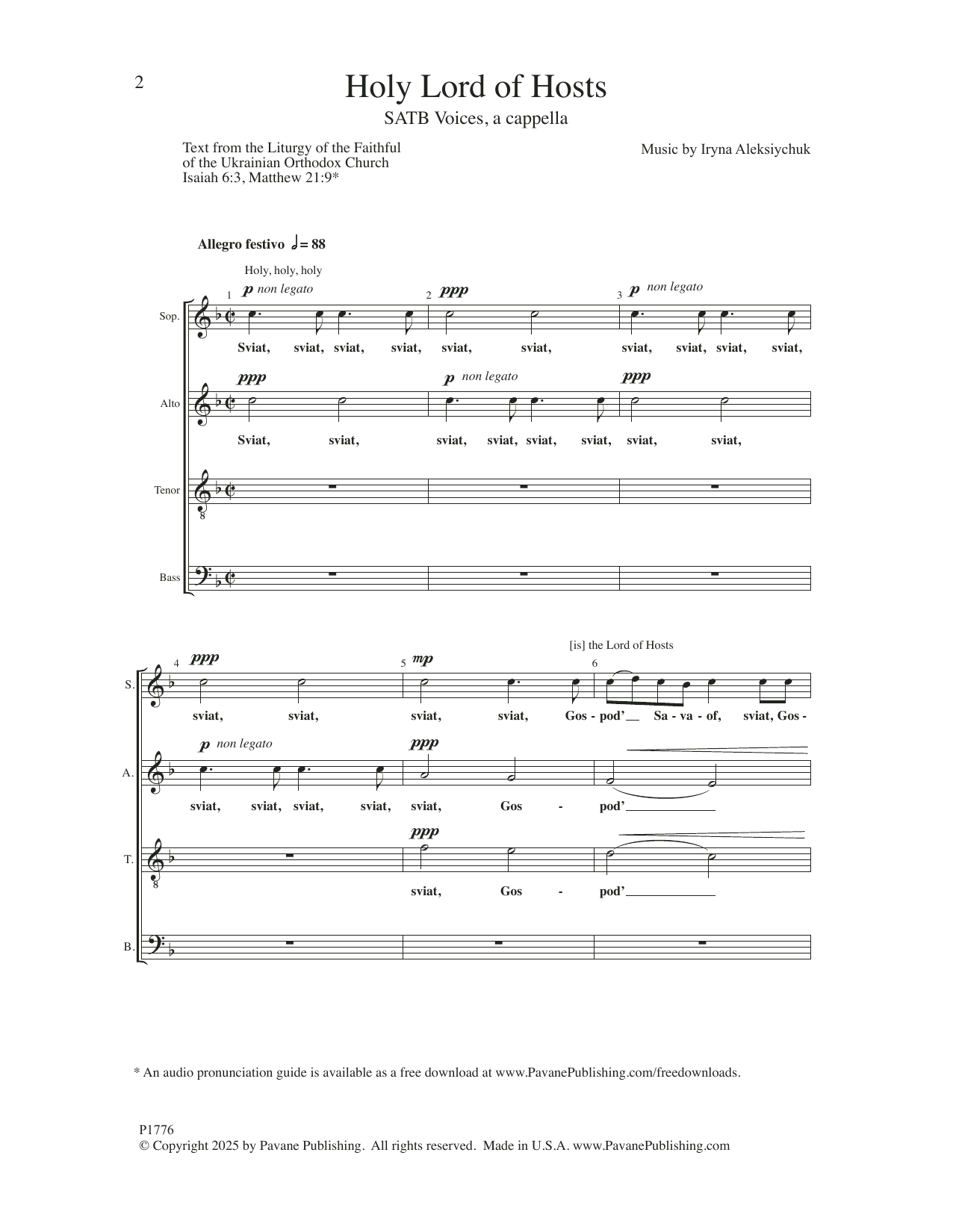 Irina Aleksiychuk Holy Lord Of Hosts sheet music notes and chords arranged for SATB Choir