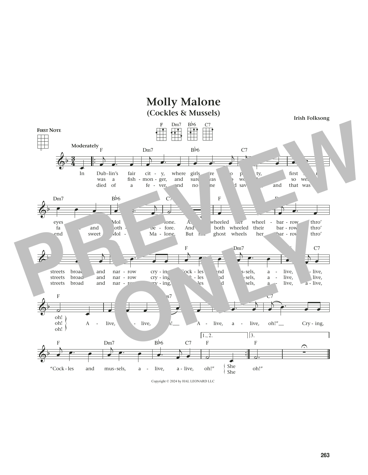 Irish Folksong Molly Malone (Cockles & Mussels) (from The Daily Ukulele) (arr. Jim Beloff) sheet music notes and chords arranged for Ukulele