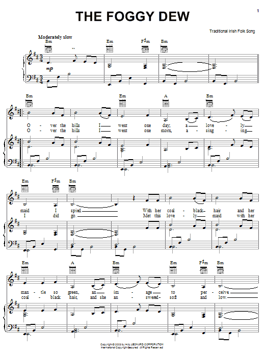 Irish Folksong The Foggy Dew sheet music notes and chords arranged for Guitar Chords/Lyrics