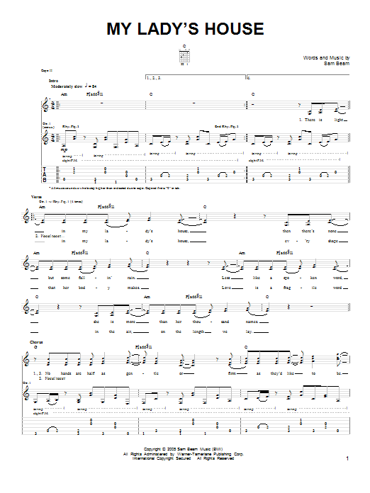Iron & Wine My Lady's House sheet music notes and chords arranged for Easy Guitar