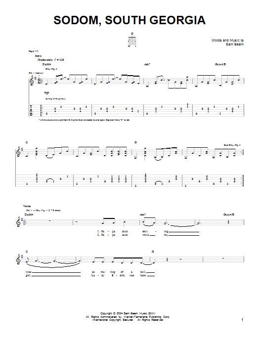 Iron & Wine Sodom, South Georgia sheet music notes and chords arranged for Easy Guitar