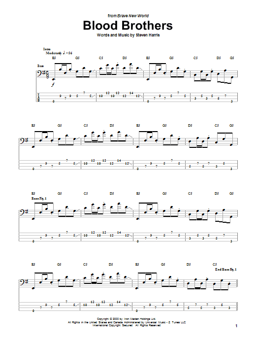 Iron Maiden Blood Brothers sheet music notes and chords arranged for Guitar Tab