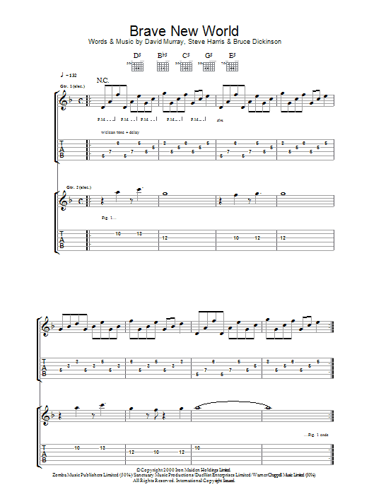 Iron Maiden Brave New World sheet music notes and chords arranged for Guitar Tab