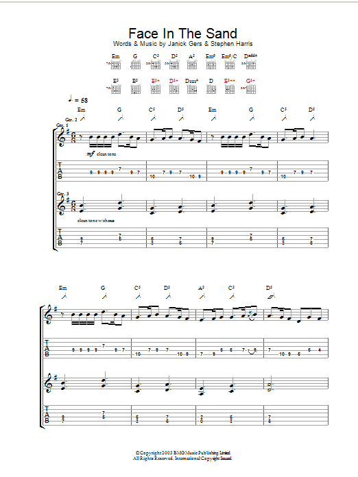 Iron Maiden Face In The Sand sheet music notes and chords arranged for Guitar Tab