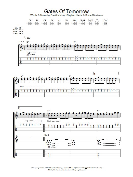 Iron Maiden Gates Of Tomorrow sheet music notes and chords arranged for Guitar Tab