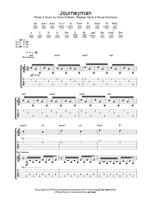 Iron Maiden Journeyman sheet music notes and chords arranged for Guitar Tab
