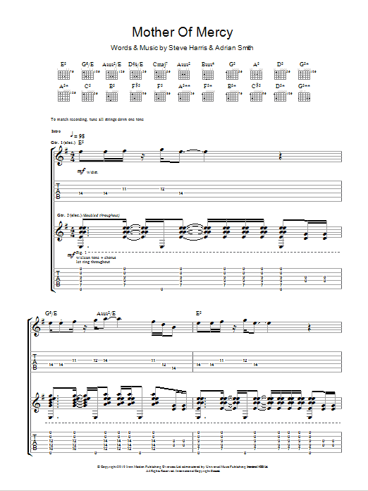 Iron Maiden Mother Of Mercy sheet music notes and chords arranged for Guitar Tab