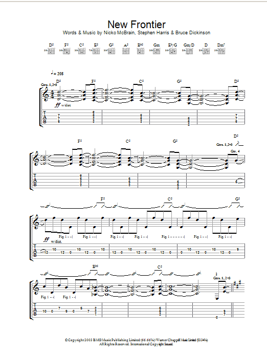 Iron Maiden New Frontier sheet music notes and chords arranged for Guitar Tab