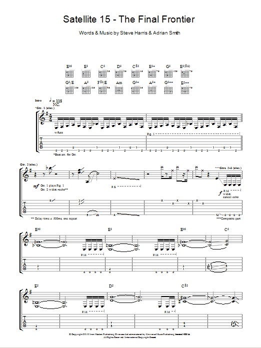 Iron Maiden Satellite 15 - The Final Frontier sheet music notes and chords arranged for Guitar Tab