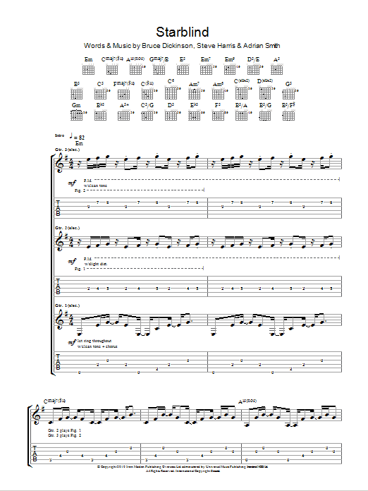 Iron Maiden Starblind sheet music notes and chords arranged for Guitar Tab