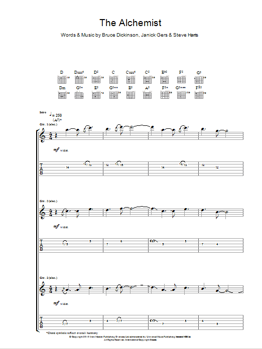 Iron Maiden The Alchemist sheet music notes and chords arranged for Guitar Tab