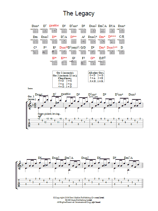 Iron Maiden The Legacy sheet music notes and chords arranged for Guitar Tab