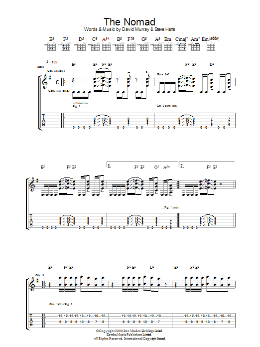 Iron Maiden The Nomad sheet music notes and chords arranged for Guitar Tab