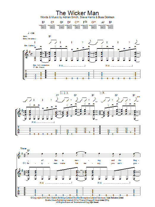 Iron Maiden The Wicker Man sheet music notes and chords arranged for Guitar Tab